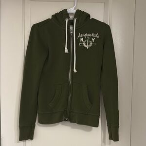 EUC Aeropostale Olive Green Women's Hoodie distressed size small